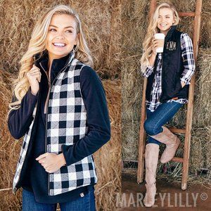 BLANK Marleylilly Reversible Black Plaid Vest M